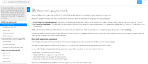 A web page showing a course on HTML programming